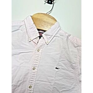 Vineyard Vines Collegiate Shirt Men's Medium Pink Solid Button Down‎ Long Sleeve